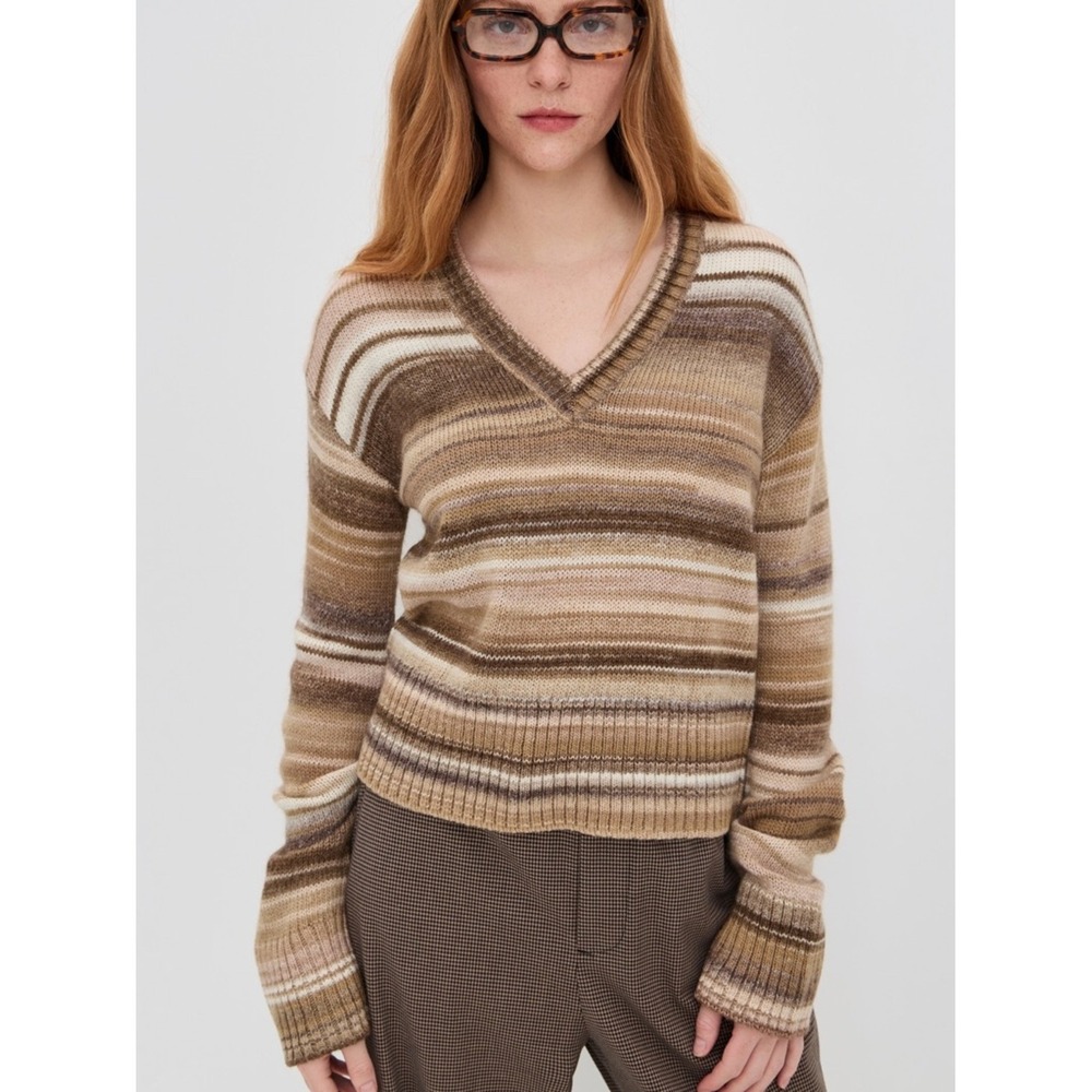 Veronica Beard NWT Diora Wool Blend Pullover Sweater Desert Khaki Multi XS